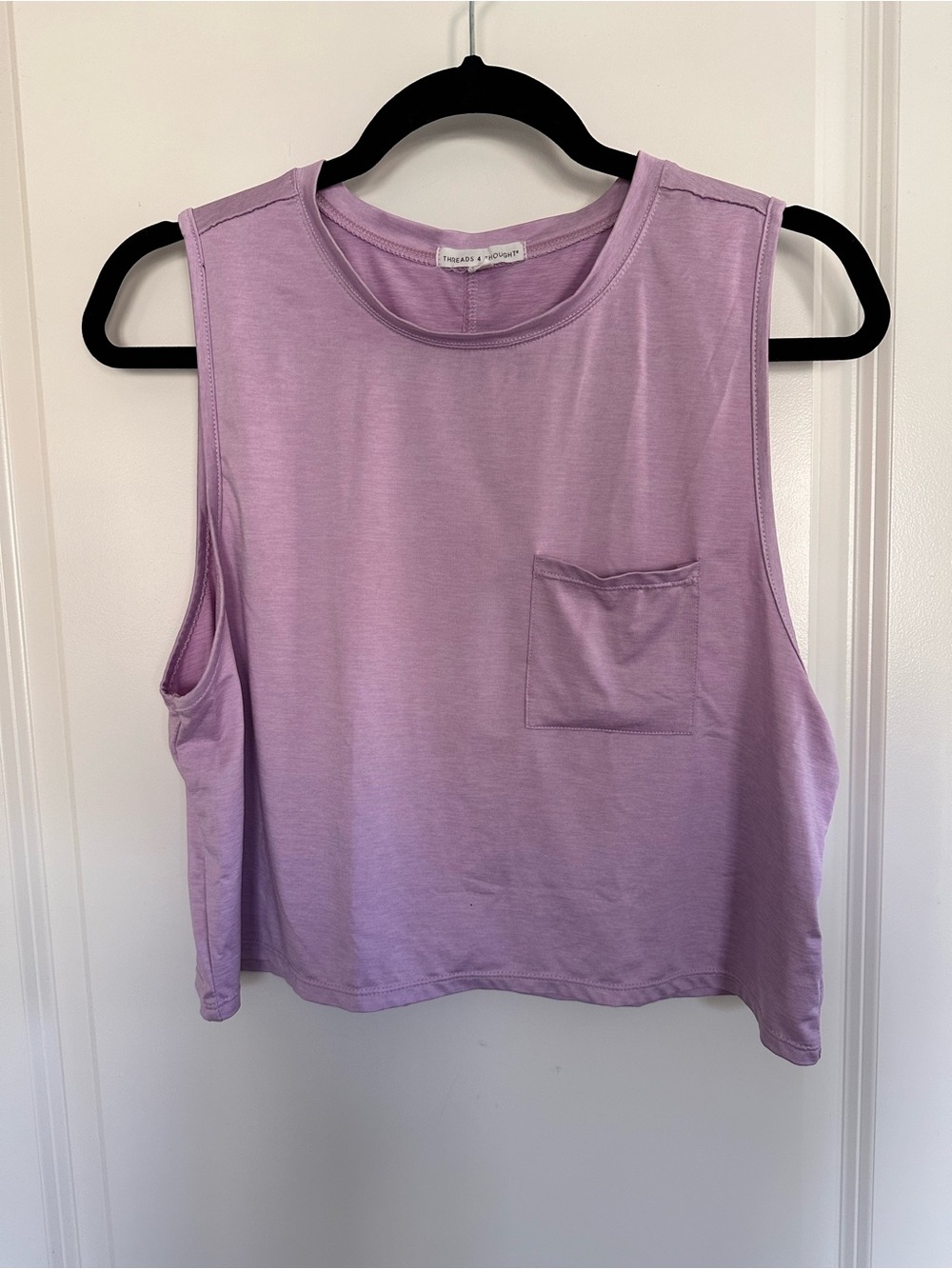 Threads 4 Thought Rochelle Cropped Tank in Lavender Muscle Tee with Pocket